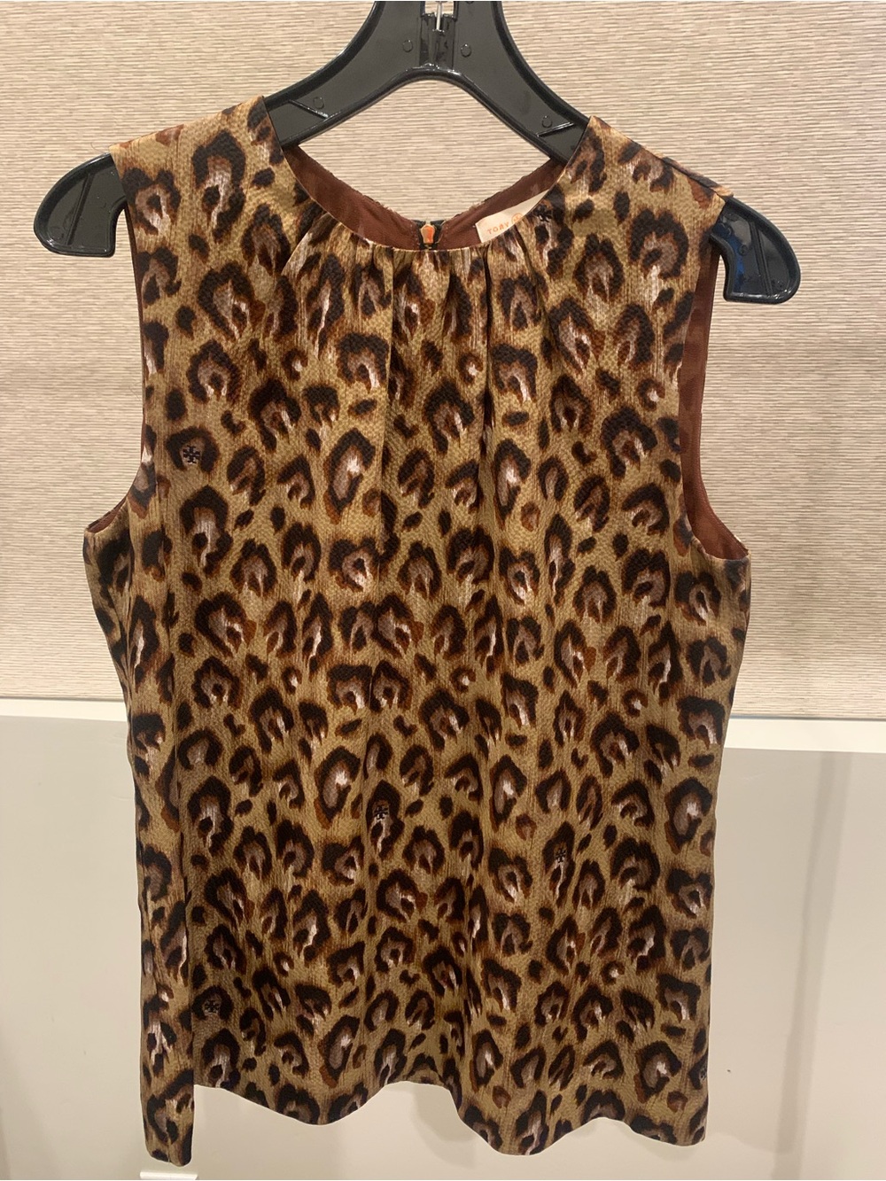 Tory Burch Leopard Print Sleeveless silk top